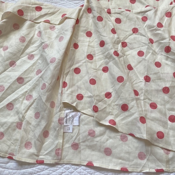 Reformation Turnip Andie Mini Dress Linen Cream Polka Dot Blush Pink 12 NWT - Picture 5 of 17